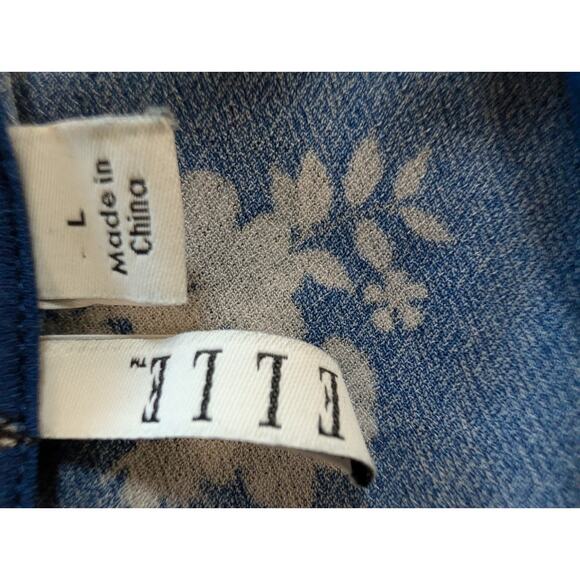 Elle Women's Size Large Blue Sleeveless Blouse Shell Camisole Tank Top Shirt EUC - Picture 7 of 13